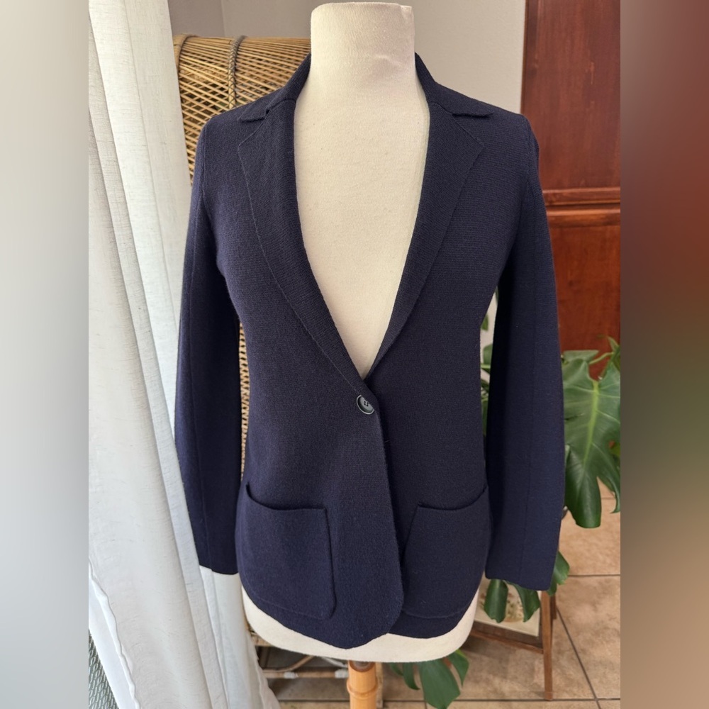 Eileen Fisher wool cardigan petite Navy Women's Blazer‎